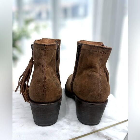 Anthropologie BASKE FRINGED WESTERN Handmade leather Goodyear Welt Boot Size 8 - Picture 10 of 15